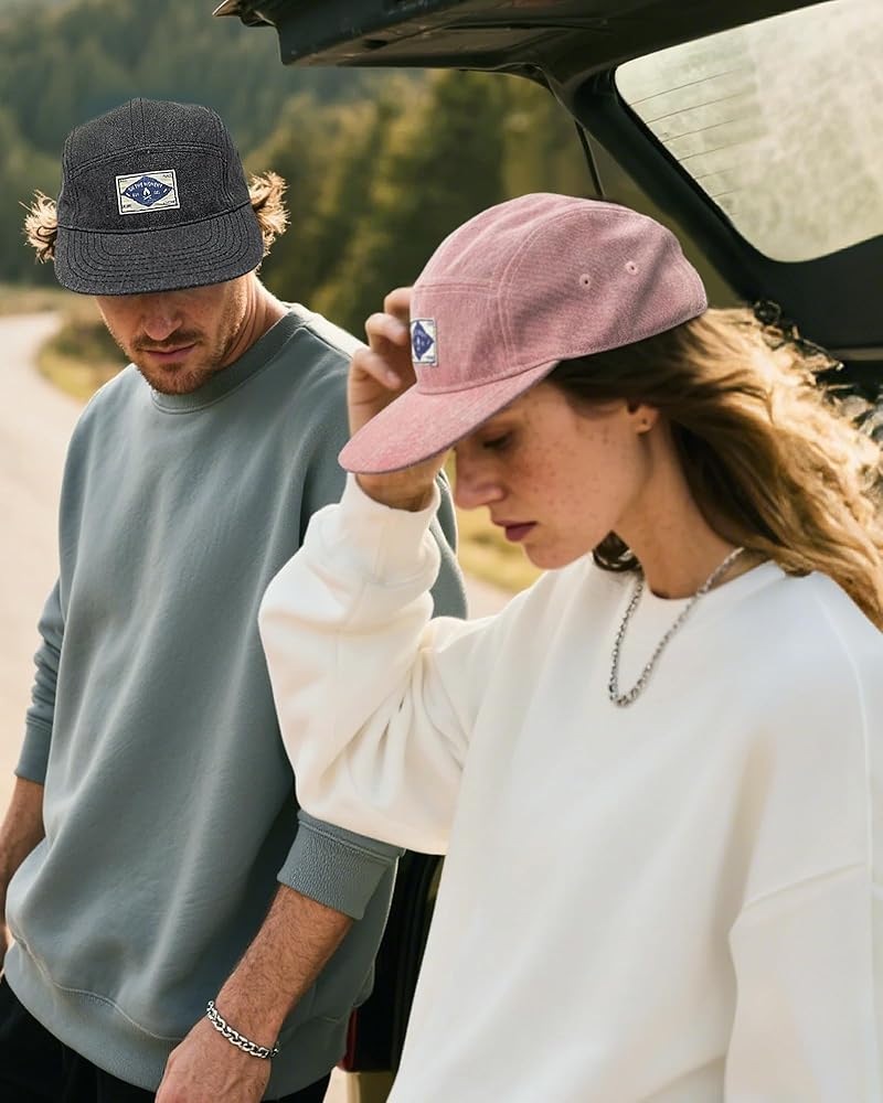 Croogo 5 Panel Hats Flat Brim Vintage Dad Hat Baseball Hats